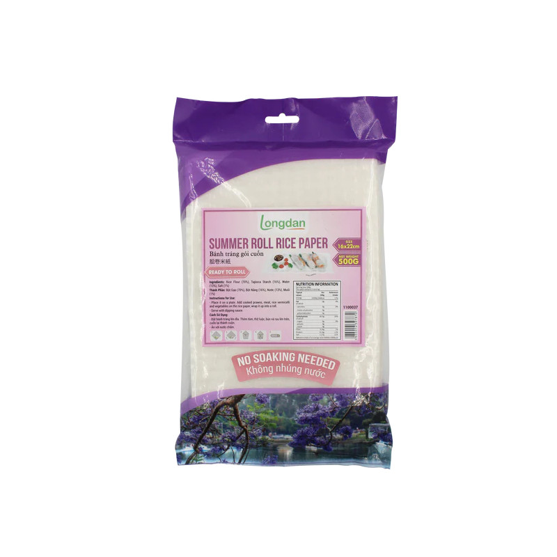 LONGDAN - Summer roll rice paper 22cm (Square) 500g