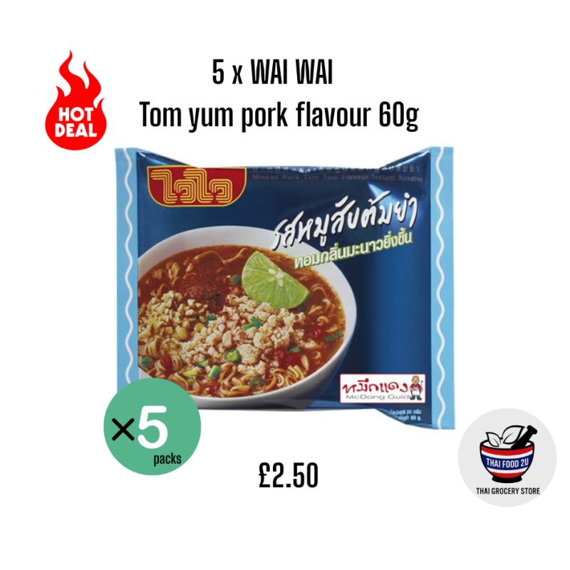 5x WAI WAI - Tom yum pork flavour 60g